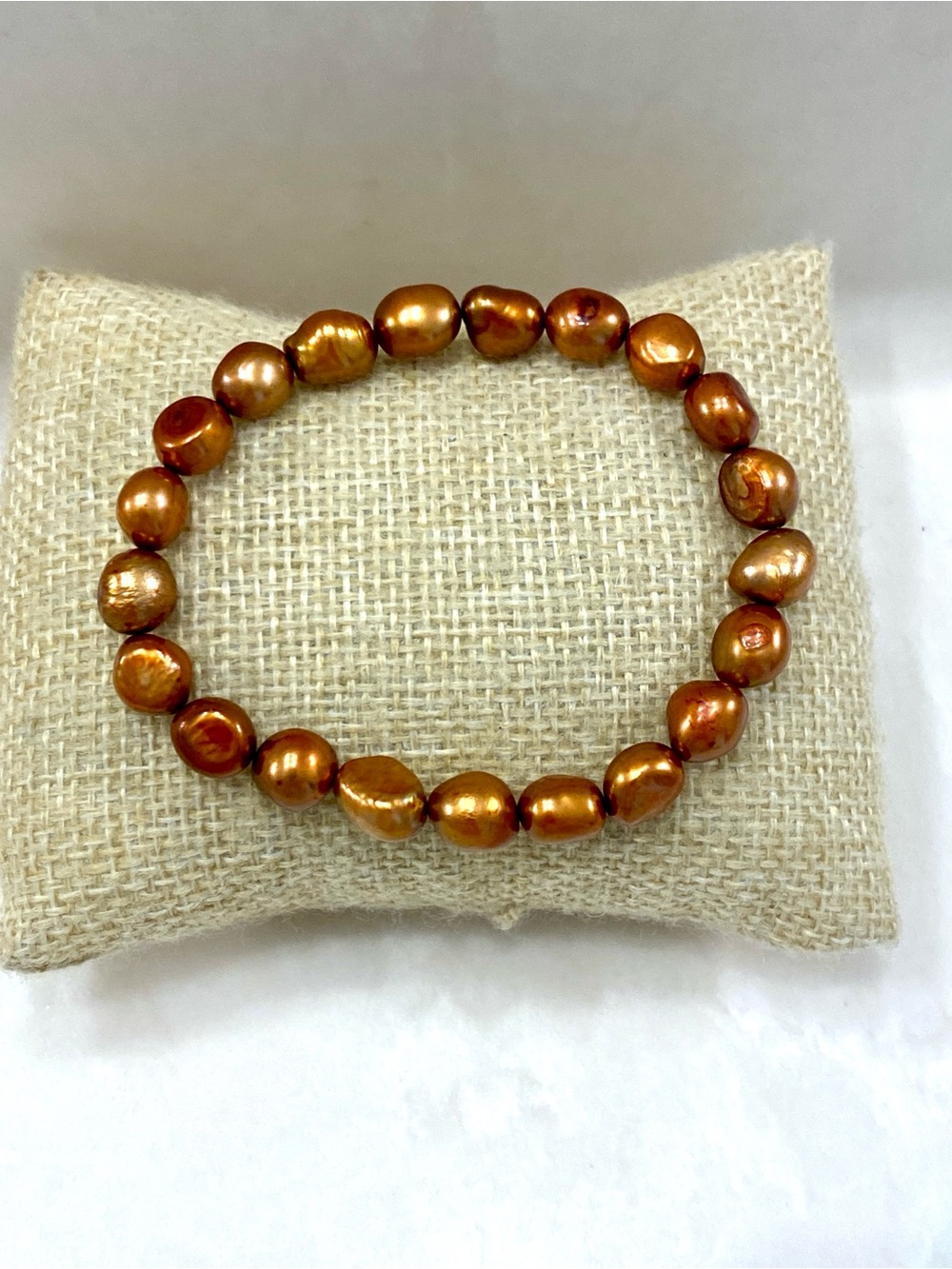 Freshwater Pearl Stretch Bracelet - Copper Pearl